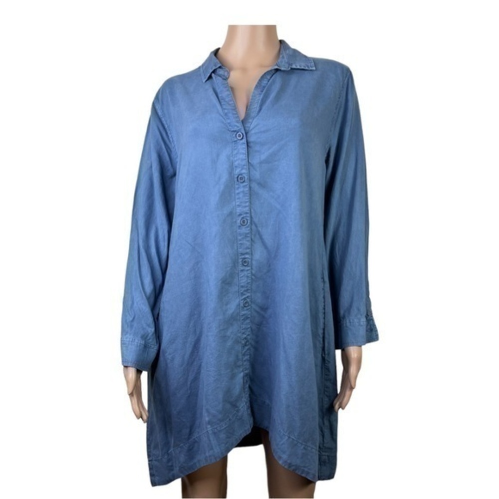 Cloth & Stone Denim Dress Blue Navy Buttons Dress Size PS